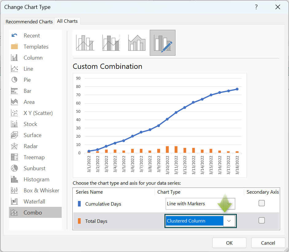 S Curve in Excel - Example 3 - Step 8d