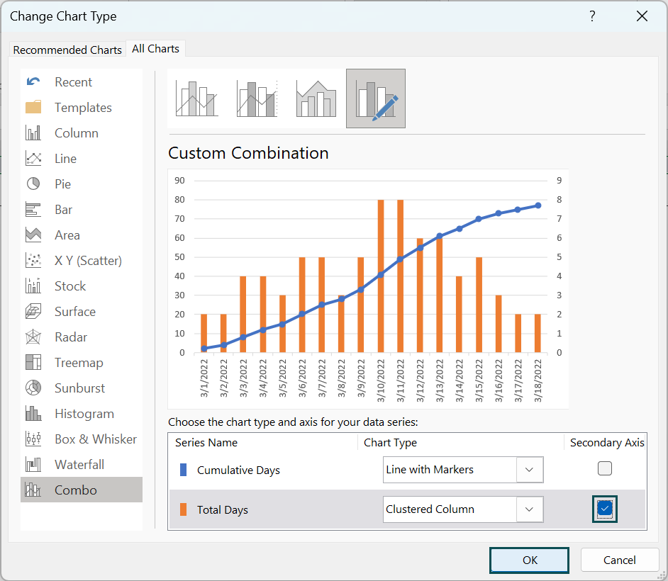 S Curve in Excel - Example 3 - Step 8e