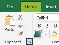 Excel Tabs - Home Tab - Clipboard 1