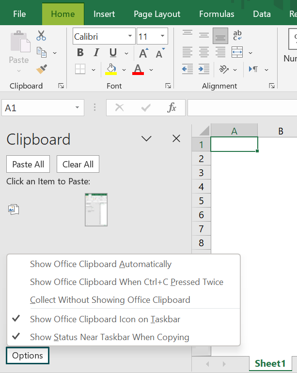 Excel Tabs - Home Tab - Clipboard 3