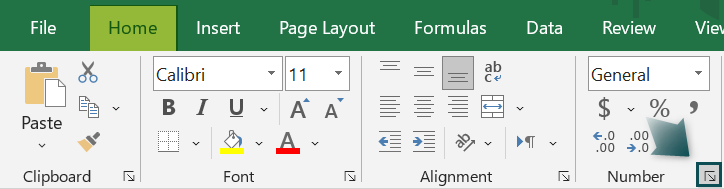 Excel Tabs - Home Tab - Number 1