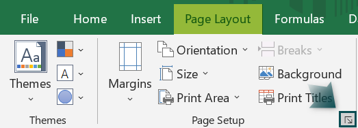 Excel Tabs - Page Layout Tab - Page Setup 1