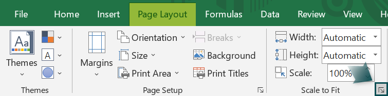Excel Tabs - Page Layout Tab - Scale to Fit 1