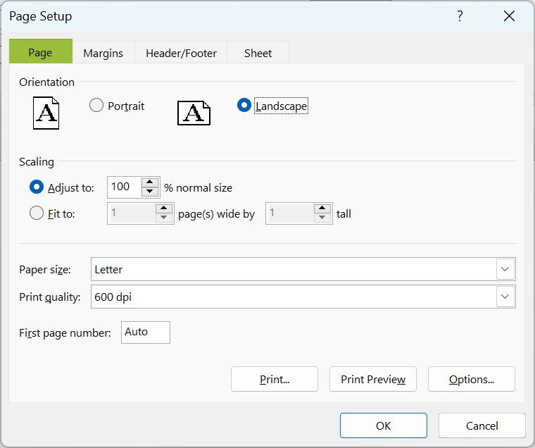 Excel Tabs - Page Layout Tab - Scale to Fit 2