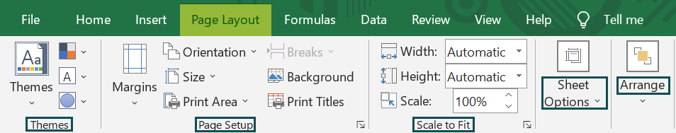Excel Tabs - Page Layout Tab