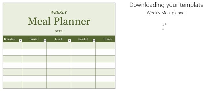 Excel Weekly planner template - Example 1 - Step 2 - download