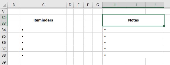 Excel weekly planner template - Example 2 - Step 11