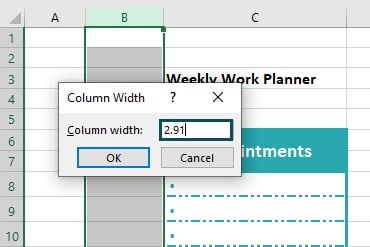 Example 2 - Step 18 - column width