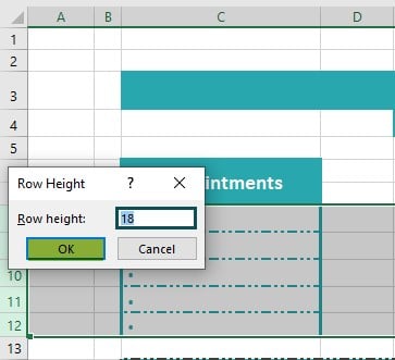 Example 2 - Step 20 - Row height