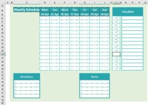 Excel Weekly Planner Template - Create Custom / Use built-in