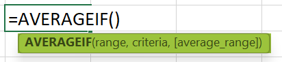 Mathematical Function in Excel - AVERAGEIF Formula Syntax