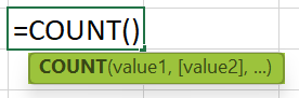 Mathematical Function in Excel - COUNT Formula Syntax