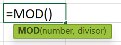 Mathematical Function in Excel - MOD Formula Syntax