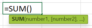 Mathematical Function in Excel - SUM Formula Syntax