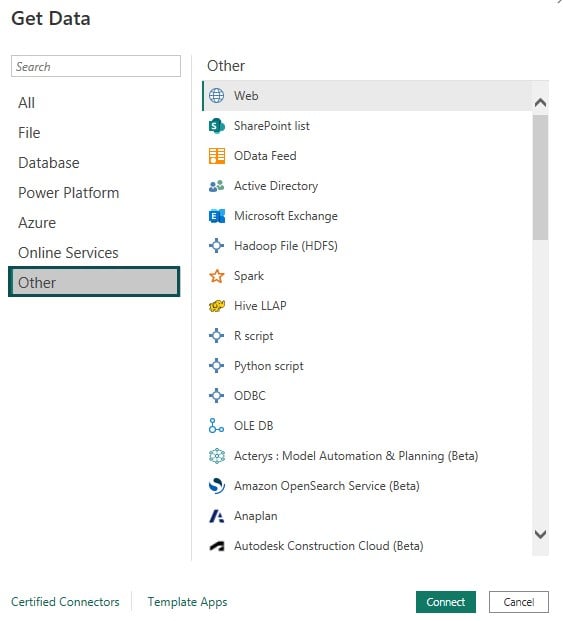 Power BI Connections - Other