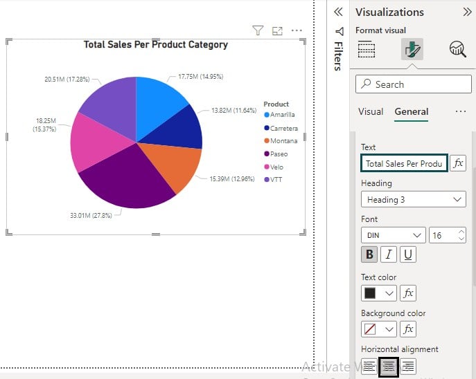 Power BI Tutorial - Step 4 - Chnage Title