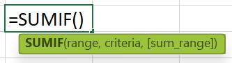 SUMIF With VLOOKUP - SUMIF Function Syntax