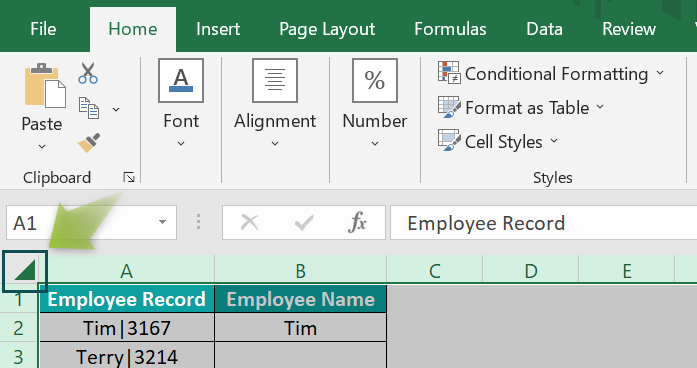 Example 3 - Remove Conditional Formatting to Fix Excel Not Responding Error - Step 1
