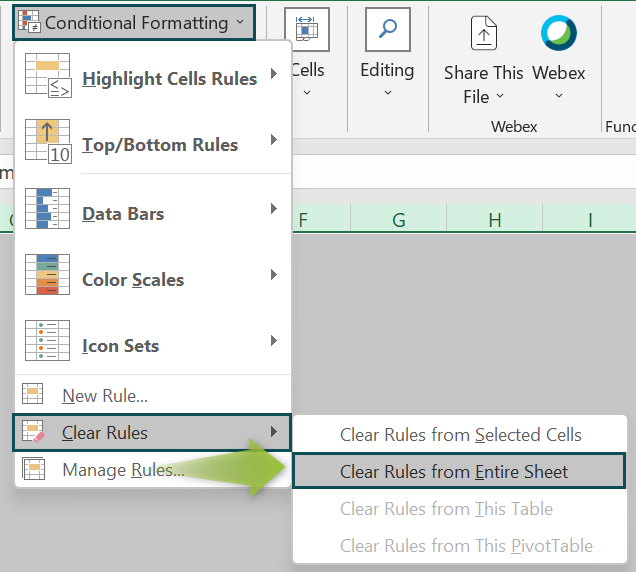 Example 3 - Remove Conditional Formatting to Fix Excel Not Responding Error - Step 3