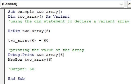 VBA Redim - Example 2 - Step 2