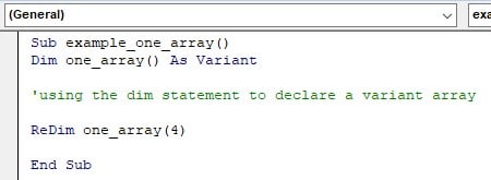 VBA Redim - Example - Step 1