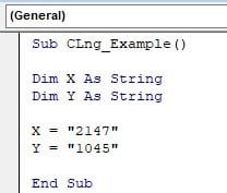Vba clng function - Example 1 - Step 2
