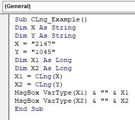 Vba clng function - Example 1 - Step 4