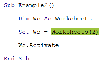 VBA Activate Sheet - Example 2 - 2