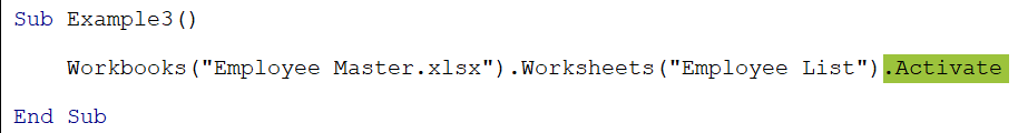 Excel VBA Activate Sheet - Example 3 - 5