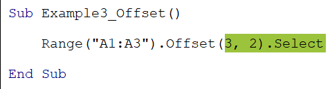 Excel VBA Offset Function - Example 3 - Step 3