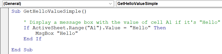 Get Cell Value in Excel VBA - 1