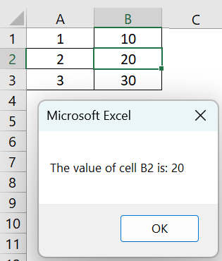 Get Value from Cell in Excel VBA - Example 2 - Step 3
