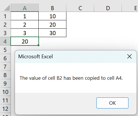 Get Value from Cell in Excel VBA - Example 3 - Step 3