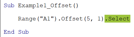 Offset Function in VBA - Example 1 - Step 6a