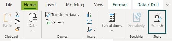 Power BI Reports - Publish - Step 2 - Publish