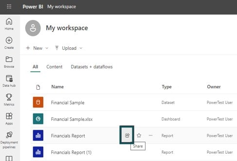 Power BI Reports - services - Step 2