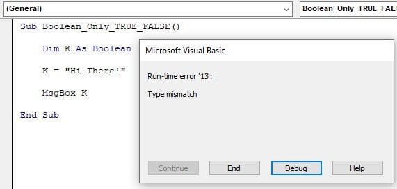 VBA Boolean - cannot hold - error 13