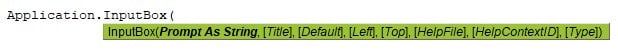VBA Input Box - Application