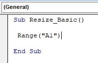 VBA Resize - Example - Step 4