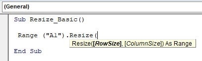 VBA Resize - Example - Step 6