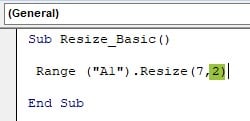 VBA Resize - Example - Step 8