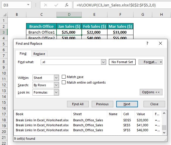 Break links in Excel - Different Method 1 - Step 1 - extension 2