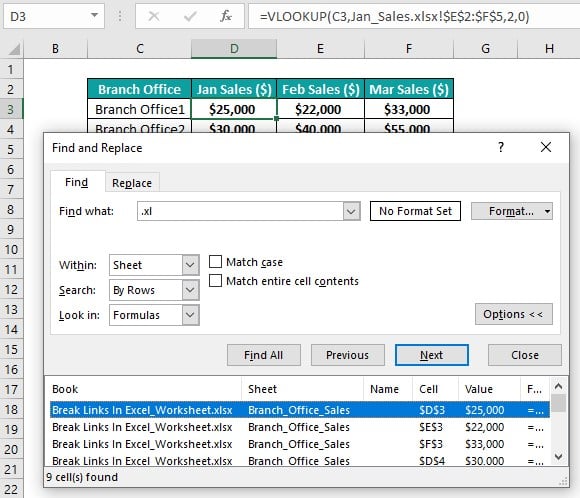 Break links in Excel - Different Method 1 - Step 1 - extension