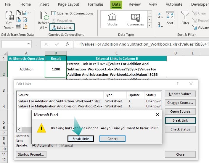 Break links in Excel Intro - Edit Links