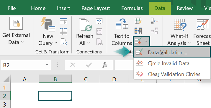 Calendar Drop Down in Excel - Example 1 - Step 1