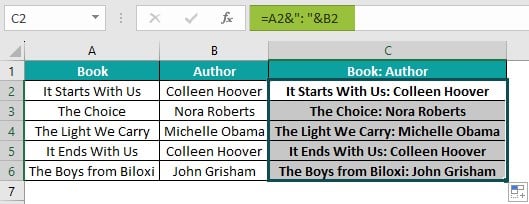 Column Merge in Excel - Example 3 - Alternative