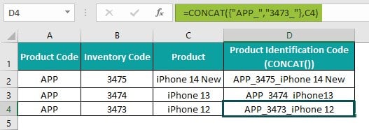 Column Merge in Excel - Method 1 - Example 1 - Step 6 - Outcome