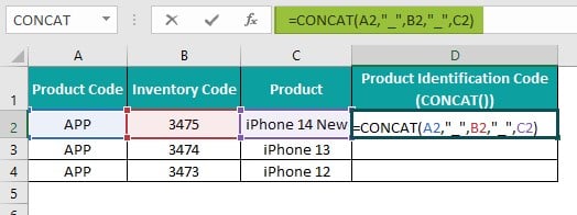 Column Merge in Excel - Method 1 - alternative