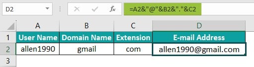 Column Merge in Excel - Method 2 - Example 2 - Step 2