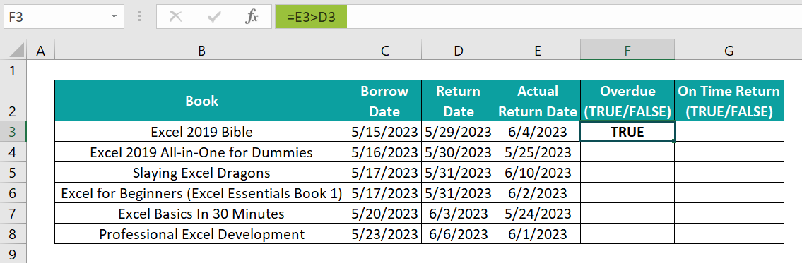 Date is Greater or Smaller - Example 1 - Step 1